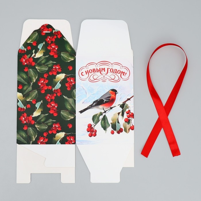 Коробка подарочная новогодняя складная «С Новым годом!», снегирь, 12 х 18 х 12 см, Новый год Коробка подарочная новогодняя складная «С Новым годом!», снегирь, 12 х 18 х 12 см, Новый год