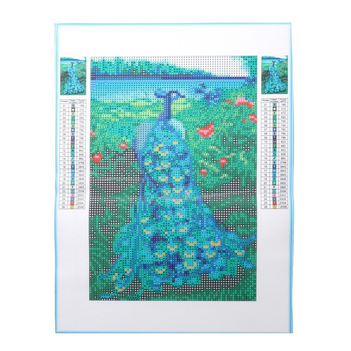 Алмазная мозаика с полным заполнением со светящимися стразами на холсте &laquo;Павлин&raquo;, 20 х 30 см