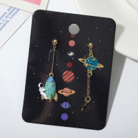 Серьги эмаль &laquo;Космос&raquo; планета и космонавт, цветные в золоте