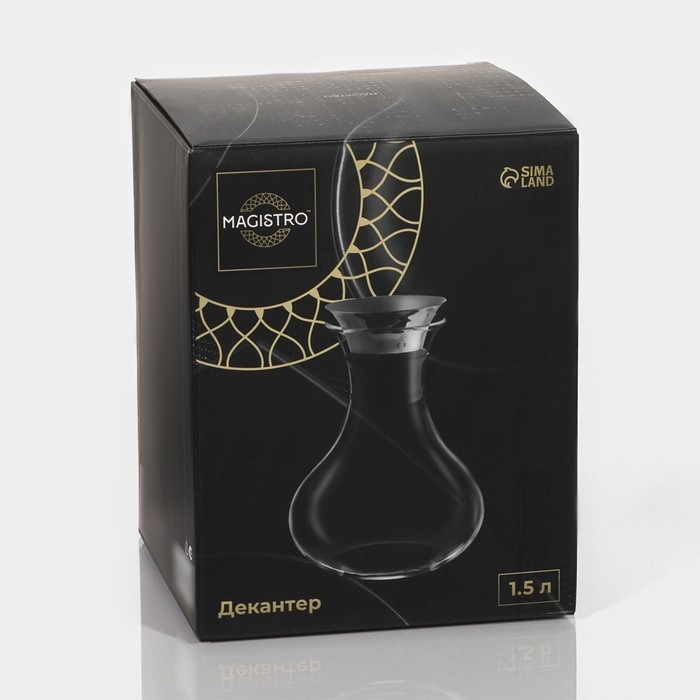 Декантер стеклянный с металлической крышкой Magistro &laquo;Богема&raquo;, 1,5 л, 15,5&times;20,5 см