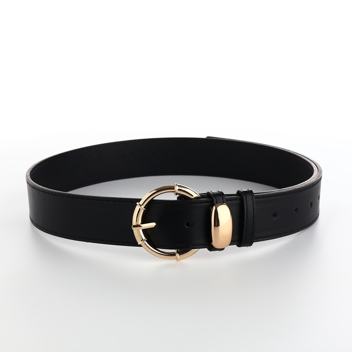 Ремень женский, ширина 4 см, винт, пряжка золото, цвет чёрный