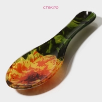 Подставка стеклянная под ложку Доляна &laquo;Хризантема&raquo;, 21&times;7,5&times;1,4 см