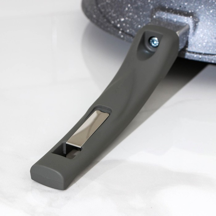 Сковорода-ВОК &laquo;Гранит&raquo;, d=28 см, пластиковая ручка, антипригарное покрытие, цвет серый