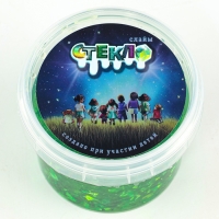 Слайм &laquo;Стекло&raquo; с зелёными блёстками слюда