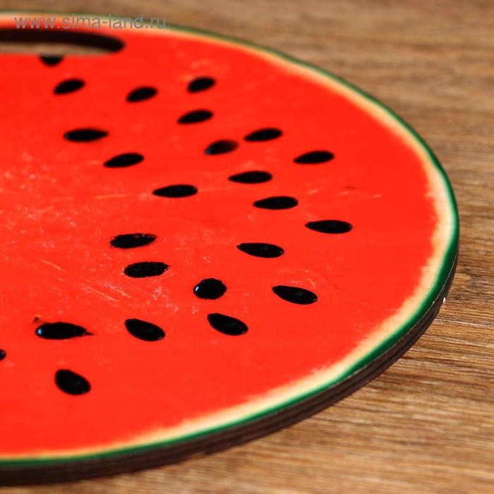 Доска разделочная и сервировочная круглая кухонная "Арбуз в разрезе", 25,5 см