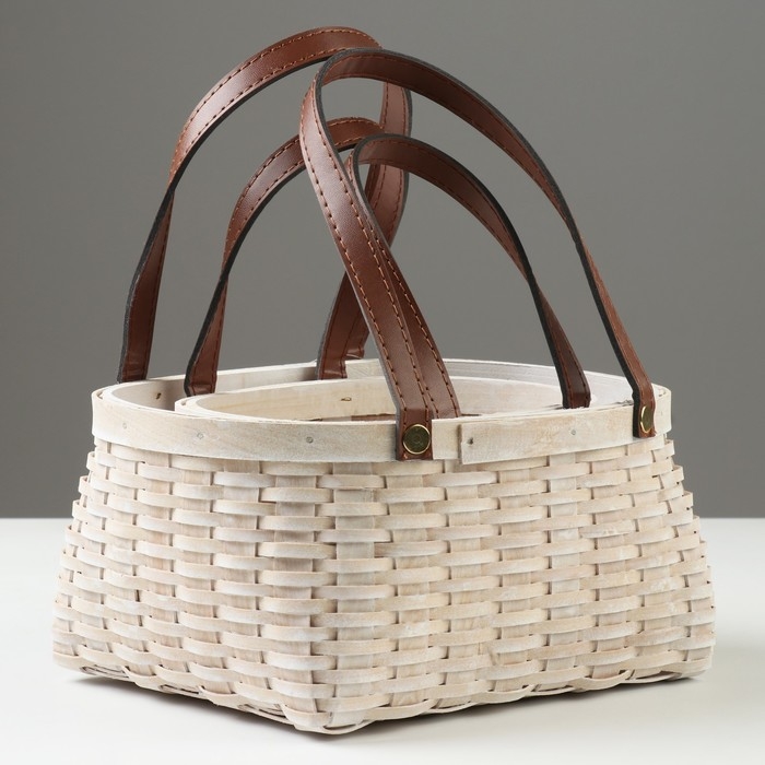 Набор корзин плетеных, 23х19x11/25 см, 18х14,5x10/21 см, 2 шт, белый, секвойя