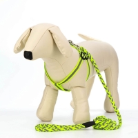 Комплект "Плетенка", флуоресцентный, шлейка 32-48 см, поводок 115 х 1 см, зелёный