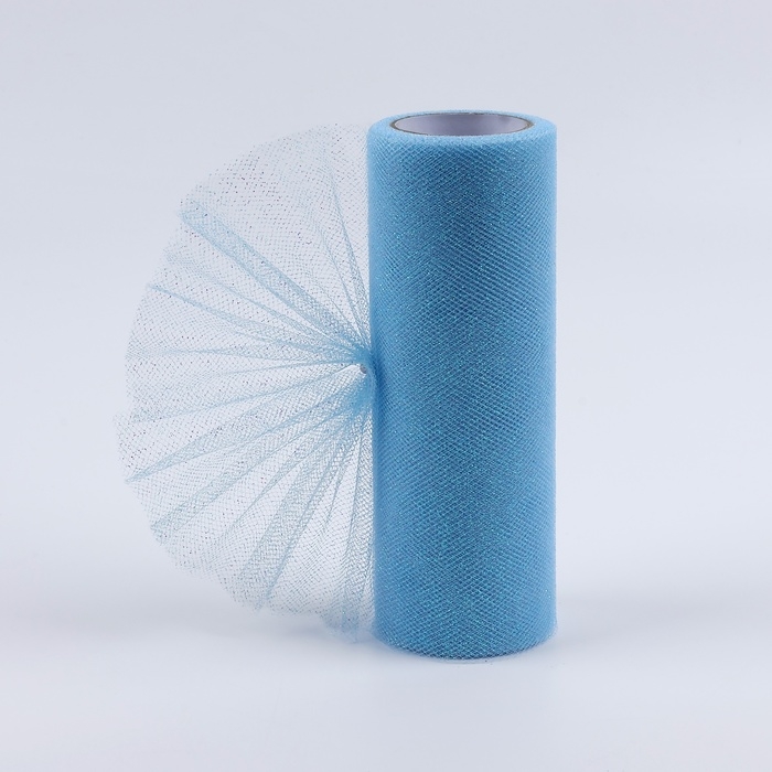 Фатин с глиттером, 15 см, 11 &plusmn; 1 г/кв.м, 9 &plusmn; 0,5 м, цвет голубой №07