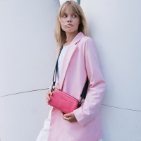 Сумка женская на молнии, TEXTURA, маленький размер, длинный ремень, цвет фуксия