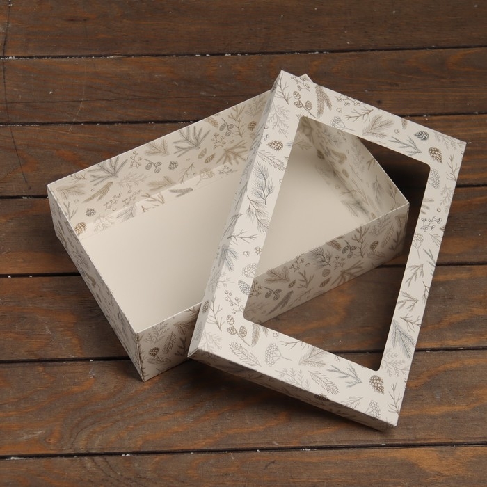 Новый год. Коробка подарочная новогодняя складная, крышка-дно , с окном Новый год. Коробка подарочная новогодняя складная, крышка-дно , с окном "Merry Christmas" 30 х 20 х 9 см