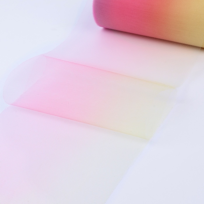 Фатин, 15 см, 11 &plusmn; 1 г/кв.м, 23 &plusmn; 1 м, цвет розово-жёлтый градиент №1