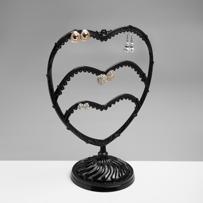 Подставка для украшений «Сердце», 31 место, 13,5×24×30 см, цвет чёрный Подставка для украшений «Сердце», 31 место, 13,5×24×30 см, цвет чёрный