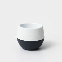 Горшок для цветов с поддоном пластиковый &laquo;Япония&raquo;, 450 мл, d=12 см, h=10 см, цвет белый-графитовый