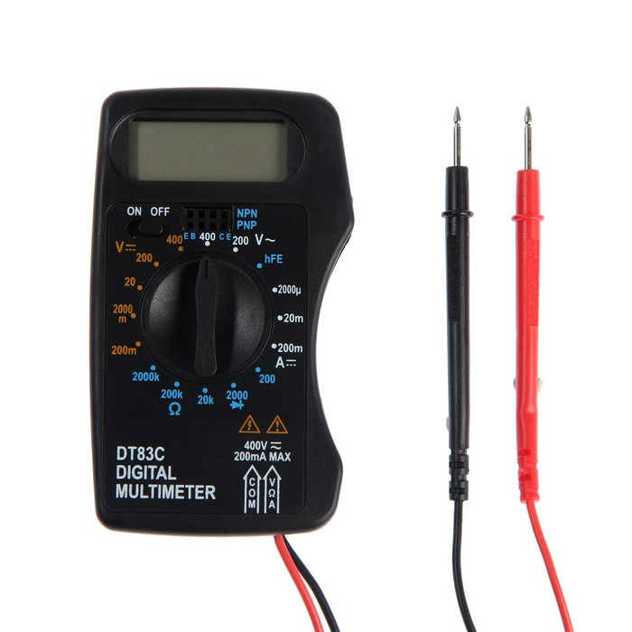 Мультиметр ТУНДРА mini, DT-83C, ACV/DCV, DCA, 200-2М&Omega;, проверка батареек 9V