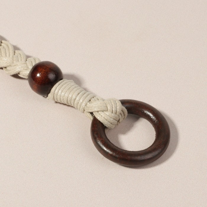 Ручки для сумки, 2 шт, вощёный шнур/дерево, 48 &times; 2 см, цвет бежевый