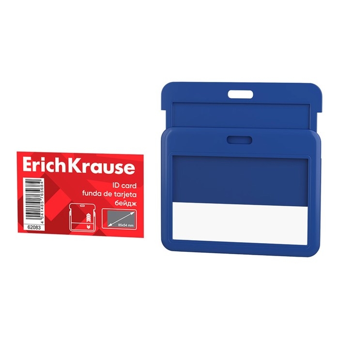 Бейдж горизонтальный 85 х 54 мм, ErichKrause слайдер, пластик ABC, текстильная лента, микс