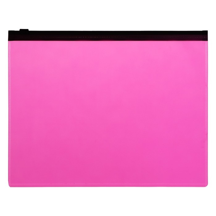 Набор папок-конверт на ZIP-молнии А5, 150 мкм, Calligrata Neon, c черной молнией, неон, 4 штуки, микс