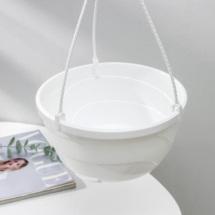 Кашпо для цветов подвесное с прикорневым поливом &laquo;Мальва&raquo;, 4.7 л, белое