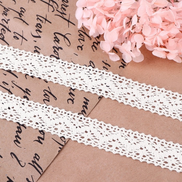 Кружево вязаное, 20 мм &times; 10 &plusmn; 1 м, цвет белый