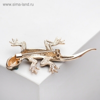 Брошь &laquo;Ящерица&raquo; дарк, цвет тёмно-зелёный в золоте