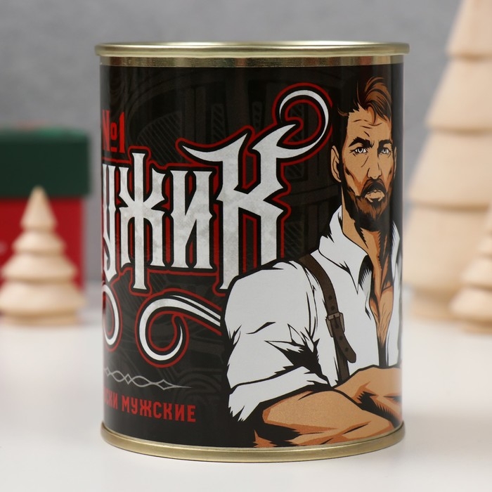 Носки с принтом в банке Носки с принтом в банке "Мужик №1" (мужские, "Геральдическая лилия")