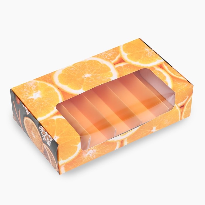 Новый год. Кондитерская упаковка под 5 эклеров Новый год. Кондитерская упаковка под 5 эклеров "Мандарины", 25,2 х 15 х 6,6 см