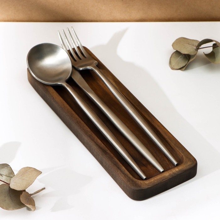 Лоток для подачи столовых приборов Adelica, 23×8×1,8 см, окрашен в тёмный цвет, берёза Лоток для подачи столовых приборов Adelica, 23×8×1,8 см, окрашен в тёмный цвет, берёза