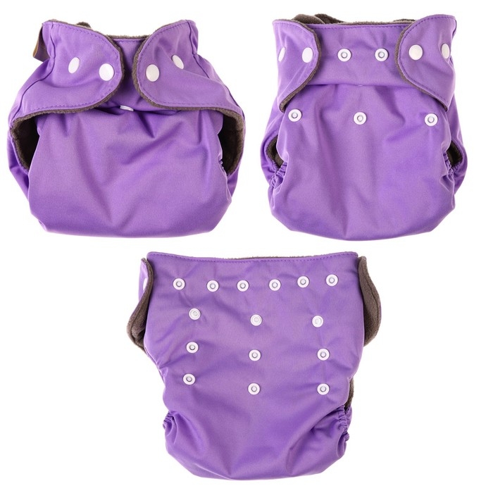 Многоразовый подгузник, 3-15 кг, угольно-бамбуковая ткань, цвет фиолетовый, Крошка Я Многоразовый подгузник, 3-15 кг, угольно-бамбуковая ткань, цвет фиолетовый, Крошка Я