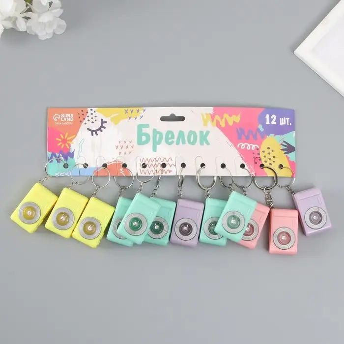 Фонарик свет на кольце "Фотоаппарат" мигает МИКС пастельные цвета 2,8х4,5х1,5 см