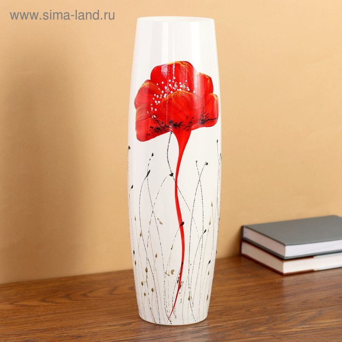 Ваза "Мак" роспись на крашеном стекле, d-10см 11,5х40 см
