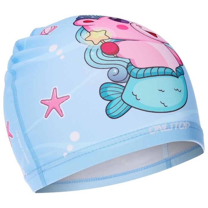 Шапочка для плавания детская ONLYTOP &laquo;Милота&raquo;, тканевая, обхват 46-52 см