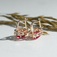 Серьги со стразами &laquo;Эдель&raquo; овал ажурный, цвет светло-розовый в золоте