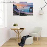 Модульная картина "Берег на рассвете"  (2-25х52; 1-30х60) 60х80 см