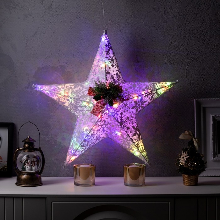 Светодиодная фигура &laquo;Звезда&raquo; 30 см, металл, 220 В, свечение мульти