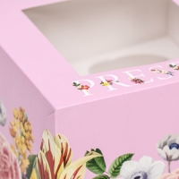 Коробка для 4 капкейков с окном , "Презент", 16 х 16 х 10 см