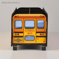 Подставка для канцелярии деревянная "Школьный автобус", с принтом