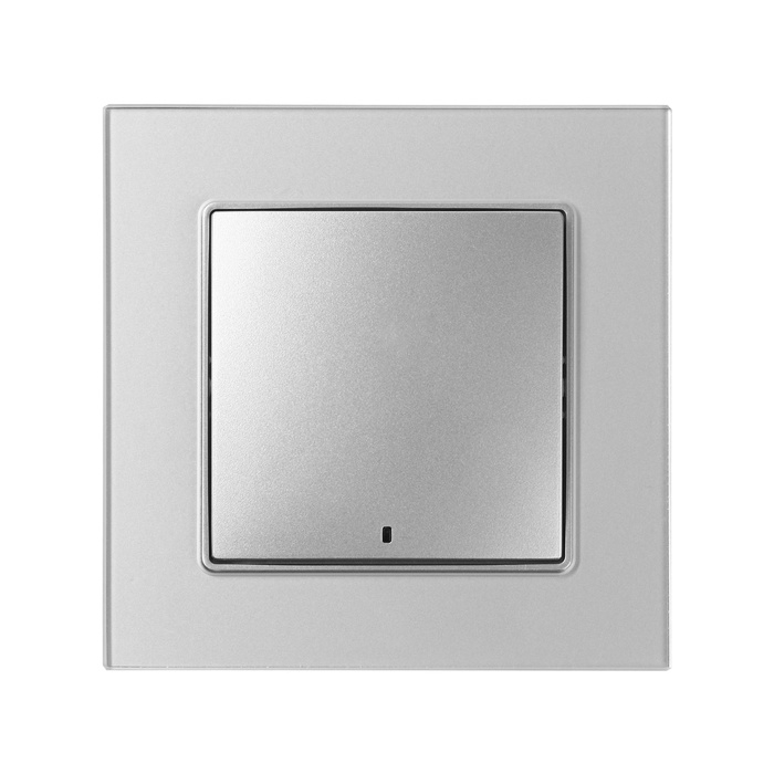 Выключатель TOT Glossy Glass, 10 А, 1 клавиша, с подсветкой, скрытый, стекло, серебристый