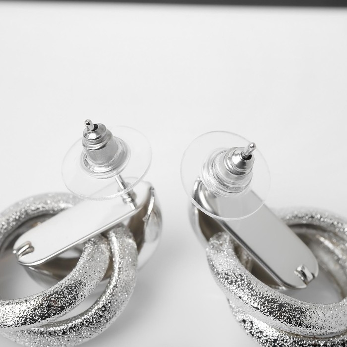 Серьги металл &laquo;Фьюче&raquo; круги плетения, цвет серебро