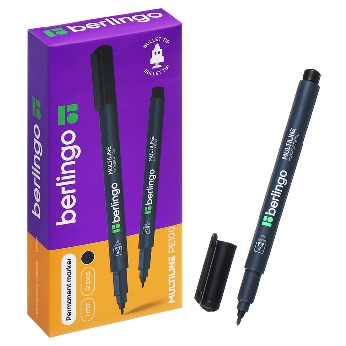 Маркер перманентный 1.0 мм Berlingo чёрный Маркер перманентный 1.0 мм Berlingo чёрный