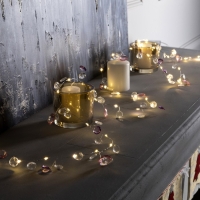 Гирлянда &laquo;Нить&raquo; 2 м роса с насадками &laquo;Лепестки&raquo;, IP20, серебристая нить, 40 LED, свечение тёплое белое, ААх3