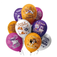 Шар латексный 12" &laquo;С днём рождения! Собачки&raquo; пастель МИКС 2 ст. 2 цв. , набор 5 шт.