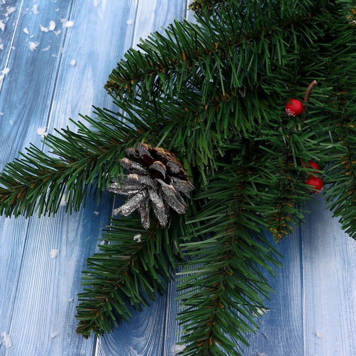 Ветка искусственная декоративная "Лесная"  шишки-ягоды 60 см