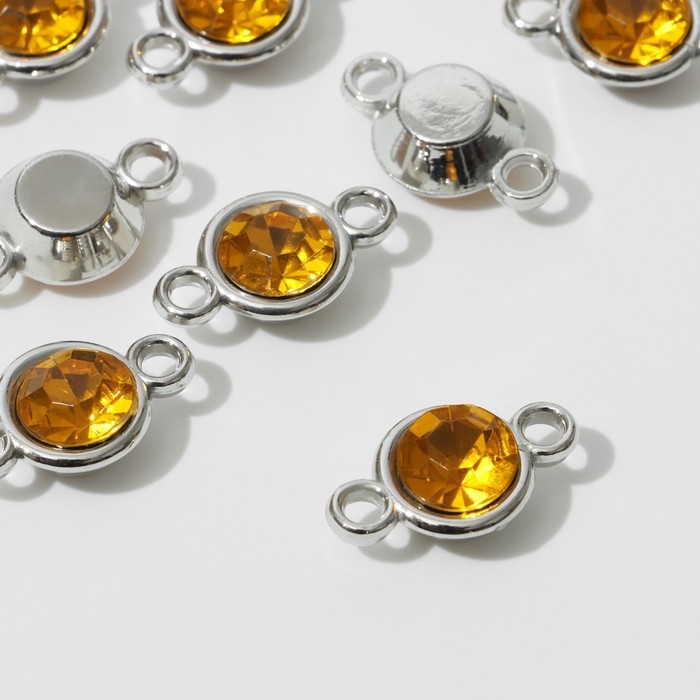 Коннектор «Круг» 2,4×1,5×0,7 см, (набор 10 шт.), цвет жёлтый в серебре Коннектор «Круг» 2,4×1,5×0,7 см, (набор 10 шт.), цвет жёлтый в серебре