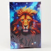 Алмазная мозаика с частичным заполнением на подрамнике «Лев», 20 х 30 см, с гирляндой Алмазная мозаика с частичным заполнением на подрамнике «Лев», 20 х 30 см, с гирляндой