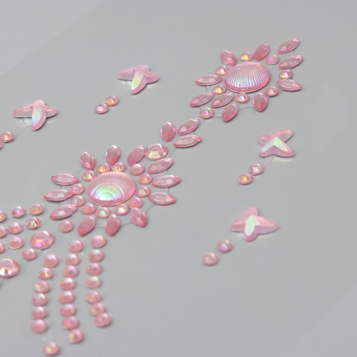 Наклейка пластик стразы "Цветочный браслет" МИКС 12х20,3 см