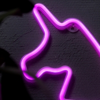 Неоновая вывеска &laquo;Единорог&raquo; 22 x 19 см, батарейки AAx3 (нет в комплекте) + USB, свечение розовое