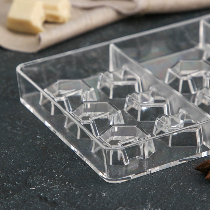 Форма для конфет и шоколада &laquo;Конструктор&raquo;, 20&times;12&times;2,5 см, 14 ячеек 2,8&times;2,8&times;0,8 см, цвет прозрачный