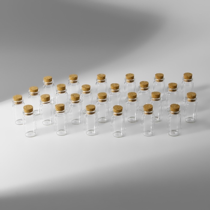 Набор баночек для хранения бисера, d = 2 &times; 4 см, 25 шт, в контейнере, 11 &times; 11 &times; 5 см