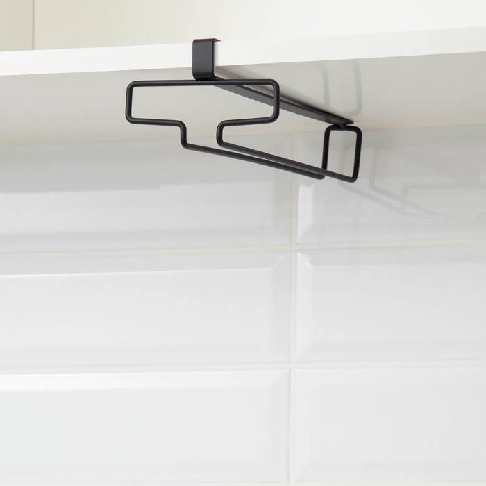 Держатель для бокалов подвесной на 4 предмета Доляна, 10,5&times;26&times;7,5 см, цвет чёрный