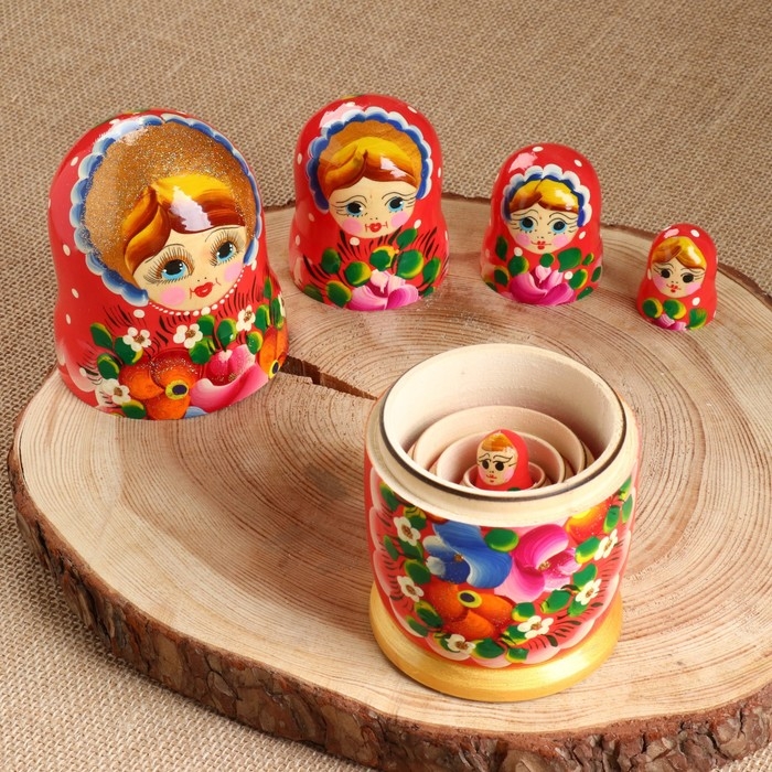 Матрёшка &laquo;Авдосья&raquo;, красное платье, 5 кукольная, 18 см